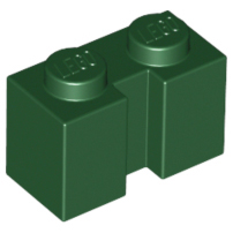 Steen, Aangepast 1x2 met gleuf Dark Green